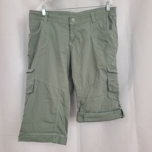 Kuhl Women Sz 16 Green Hiking Camping Outdoor Cargo Roll-Tab Convertible Shorts